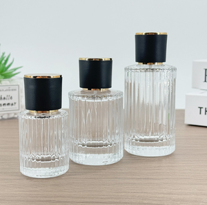 Botella de vidrio de <span class=keywords><strong>Perfume</strong></span> en aerosol de lujo 50ml 100mL Cilindro transparente de rayas verticales <span class=keywords><strong>Spray</strong></span> Embalaje de <span class=keywords><strong>perfume</strong></span> vacío - Product Image 5