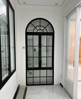 Ventanas Francesas Arqueadas con Rejilla, Modernas, Metálicas, Abatibles, de Vidrio Templado