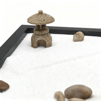 Mini kit de jardin zen japonais de bureau, ornements de méditation Bouddha, décorations de bureau en résine pour la maison et le bureau, table de sable Diwali