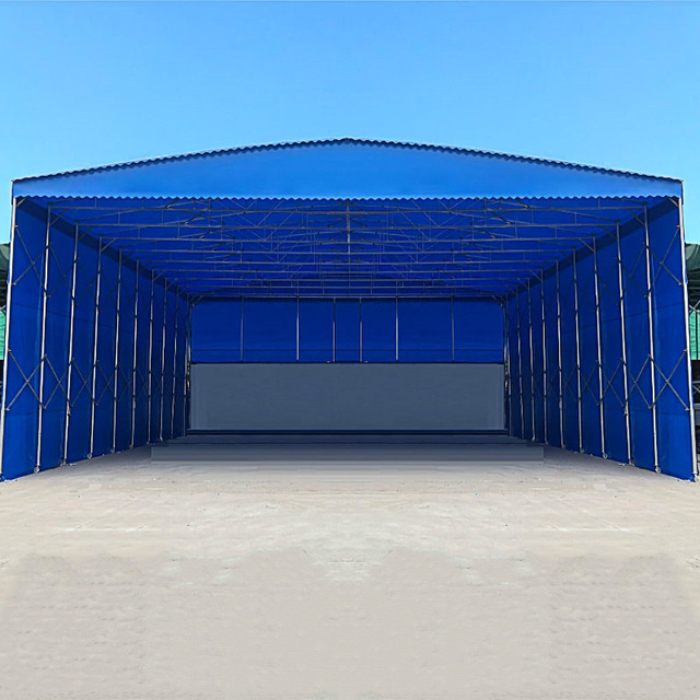 Customized Large Stall Retractable PVC Canopy Sliding Shed Outdoor Warehouse Rainproof Parking Garage Movable Awning