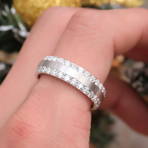 Offre Spéciale moissanite personnalisé anneau hommes cubain 14k blanc or mens 10 carat moissanite anneau - Product Image 5