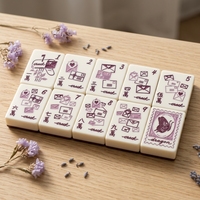 Tuiles de Mahjong noires modernes à motif abstrait, en acrylique, ensemble de luxe sculpté, 160 pièces, portable, pour 4 joueurs, divertissant
