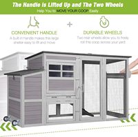 Poulailler extérieur en bois durable roues portables petit poulailler 4-6 poulets 74.9 "grand nichoir en métal plateau tout