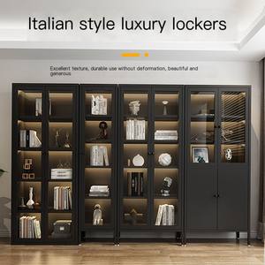 Estantería <span class=keywords><strong>de</strong></span> Arte <span class=keywords><strong>de</strong></span> hierro personalizada para niños, armario <span class=keywords><strong>de</strong></span> almacenamiento <span class=keywords><strong>de</strong></span> <span class=keywords><strong>pared</strong></span> simple con puerta <span class=keywords><strong>de</strong></span> vidrio, <span class=keywords><strong>de</strong></span> suelo a techo - Product Image 5