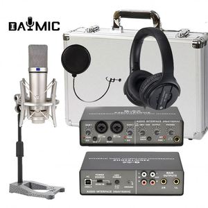 Kit de microphone à condensateur professionnel pour studio d'enregistrement, avec casque et carte son, pour chant à domicile et diffusion - Product Image 1
