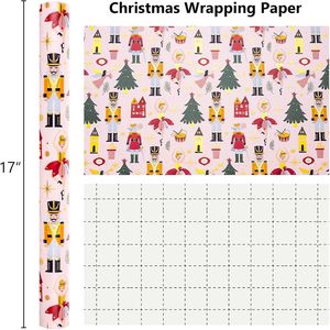 Christmas Wrapping Paper <b>Pink</b> Nutcracker Gold Foil Tree Design 17 In X 32.8 Ft Roll Eco Friendly Gift <b>Wrap</b> - Product Image 5