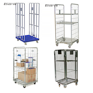 Cage de stockage en métal en treillis métallique de transport logistique à imbrication soudée pliable avec étagères - Product Image 6