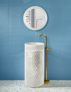 Lavabo de salle de bain monobloc sur pied, design moderne, finition noire, écologique, pour hôtel et extérieur - Product Image 5