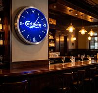 Reloj de Pared Redondo con Barra LED, Retroiluminación Azul Neón, Logotipo de Cerveza, para Bar, Pub, Restaurante, Decoración de Cueva de Hombre