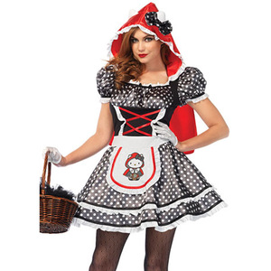 Venta al por mayor de disfraces de Halloween Cosplay de rol de lunares gato oscuro estampado <span class=keywords><strong>Caperucita</strong></span> <span class=keywords><strong>Roja</strong></span> disfraz - Product Image 2