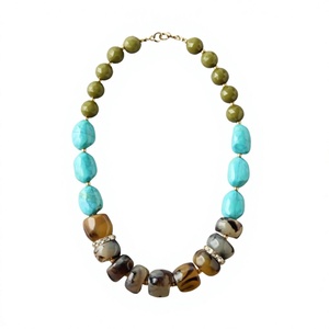 Collar de Resina con Cuentas Geométricas Únicas, Plateado, Transparente, Elegante, de Alta Calidad, para Mujer - Product Image 5