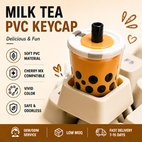 Capuchon de clavier en PVC personnalisé pour thé au lait, capuchon de clavier 3D pour thé aux perles, en PVC souple, compatible OEM ODM, fournisseur