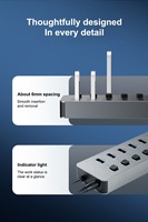 Hub USB 3.0 10 en 1 con Adaptador de Corriente de 12V 4A, Interruptor Individual, 4 Puertos de Carga Rápida de 5Gbps, Plug & Play para Laptop, Computadora de Escritorio y Mac