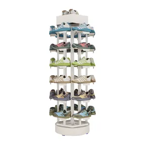 Op Maat Gemaakte Sport Display Rack Metal Mesh Dubbelzijdig Stand Rack Voor Schoenen Winkel Display Stand Met Haken Sneaker