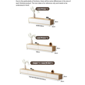 Nouveau Design Meuble TV en Bois <span class=keywords><strong>avec</strong></span> Tiroirs de Rangement Prix de Gros Personnalisé Blanc Flottant Luxe Support TV Mural pour Chambre - Product Image 6
