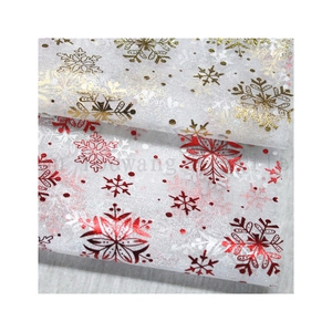 Tissus <span class=keywords><strong>Organza</strong></span> Imprimés Haute Qualité en Gros Motifs Flocons <span class=keywords><strong>de</strong></span> <span class=keywords><strong>Neige</strong></span> - Product Image 1