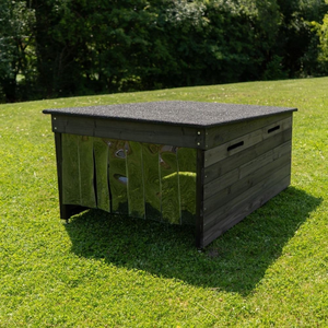 Abri pour tondeuse robotisée en bois de cèdre moyen, 37x26x18 pouces, <span class=keywords><strong>garage</strong></span> résistant aux intempéries avec rideaux amovibles pour Husqvarna Automower - Product Image 4