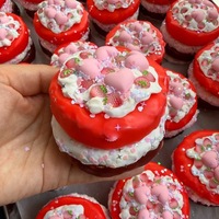 Squishy gâteau fraise fait main, jouet anti-stress en forme de cœur, squishy dessert mignon pour ASMR