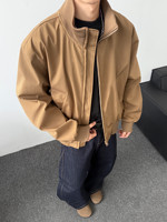 Blouson Bomber Homme Col Montant Entièrement Zippé Coupe Ample Décontracté Couleur Unie Léger pour Usage Quotidien