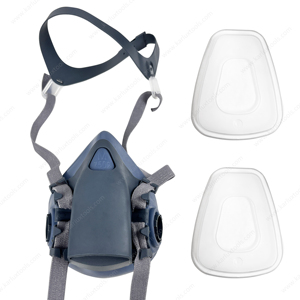 आधा चेहरा गैस मास्क फेसपीस स्प्रे पेंटिंग रेस्पिरेटर सुरक्षा सूट प्रतिस्थापन फिल्टर के साथ त्वरित लैच - Product Image 6