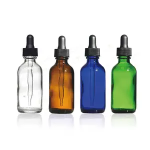 Botol penetes minyak esensial biru 5ml 10ml 15ml dengan pipet tetes kaca untuk penggunaan kosmetik kulit