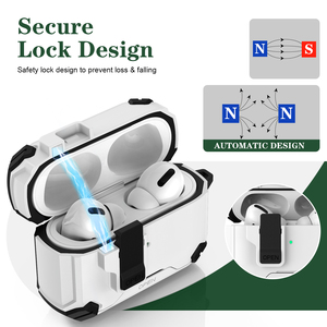 Nouvelle coque de protection avec verrou de sécurité pour <span class=keywords><strong>AirPods</strong></span> Pro <span class=keywords><strong>3</strong></span> Pro2 4 <span class=keywords><strong>ANC</strong></span>, en TPU et PC, avec support de téléphone intégré, étuis de protection, accessoires pour écouteurs - Product Image 5