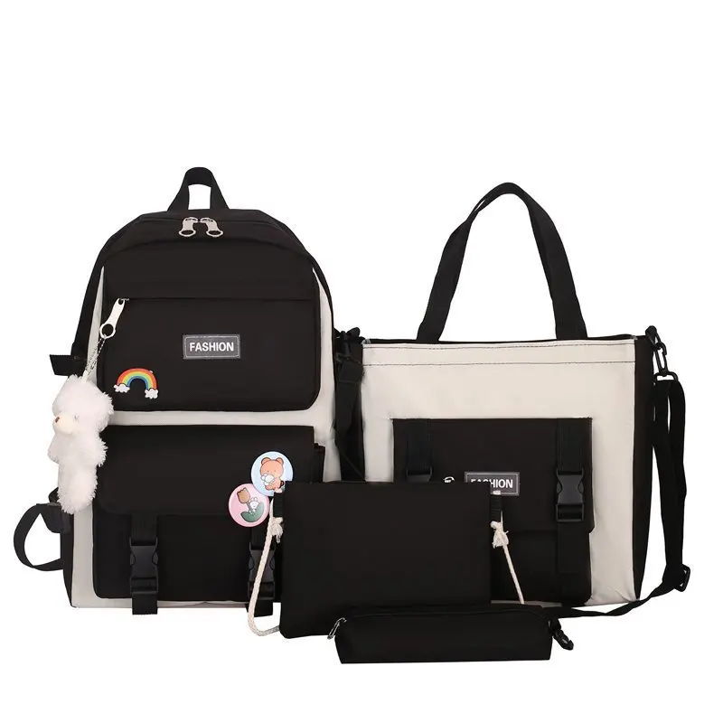 Amiqi-Conjunto de 4 bolsos escolares S01 para niñas, bolsas de mano ligeras para libros universitarios, buena calidad, venta al por mayor