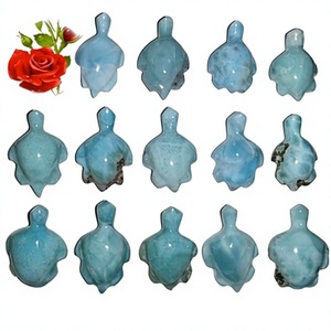 หินลาริมาร์ธรรมชาติรูปเต่าแกะสลักสำหรับทำเครื่องประดับขายส่ง - Product Image 1