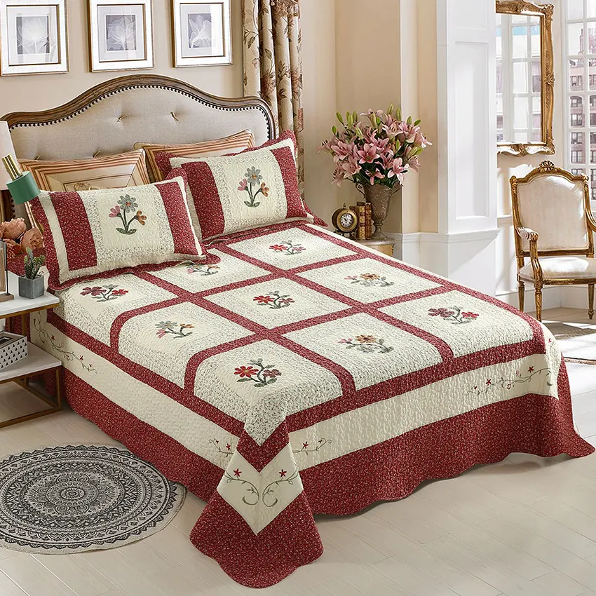 Factory Custom 3 Pieces Luxury Brushed Microfiber Stitching Summer Spring Soft Bedding Cover Set