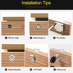 Toptan manufactural dosya dolabı 4 çekmece ile çubuk kilit ahşap, paslanmaz çelik dolap ahşap dolap için çekme kilidi, çekmece - Product Image 6