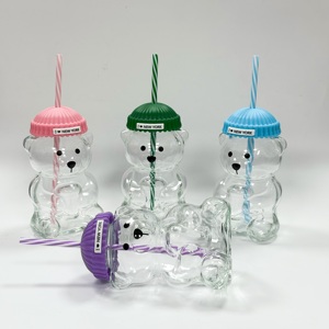 Vaso <span class=keywords><strong>de</strong></span> Vidrio <span class=keywords><strong>con</strong></span> Forma <span class=keywords><strong>de</strong></span> Oso <span class=keywords><strong>de</strong></span> Peluche, <span class=keywords><strong>Diseño</strong></span> <span class=keywords><strong>de</strong></span> Nueva York, Estilo Americano, Lindo Vaso <span class=keywords><strong>con</strong></span> Tapa <span class=keywords><strong>de</strong></span> Gorro, Portátil y Reutilizable - Product Image 2