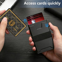 Porte-cartes de crédit en aluminium anti-RFID avec pince à billets, unisexe, pop-up, durable, fin, grande capacité, minimaliste
