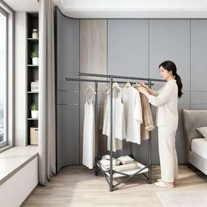 Percheros Metálicos con Rieles y Ganchos, Patas Fijas para Almacenamiento de Ropa, Organización de Armarios, Exhibición - Product Image 4