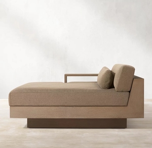 โซฟาไม้ยาวทำจากไม้สักรูปตัวยูที่นั่งสบายลึกเฟอร์นิเจอร์กลางแจ้งหรูหรา - Product Image 2