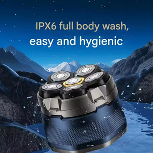 Tondeuse à barbe, machine à raser, 6 lames, LED, sans fil, étanche, rasoir électrique rotatif, rasoir électrique pour hommes chauves - Product Image 5