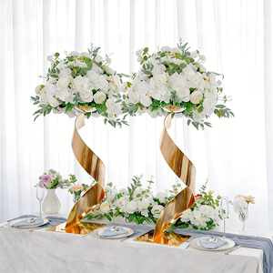 LANJO Spiral Metal Flower Stand Wedding <b>Table</b> Centerpiece Pedestal Stand RTS Gold-plated flower stand - Product Image 1
