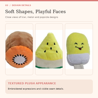 Jouets en peluche pour chiens, design classique de fruits (kiwi, avocat, donut), écologiques et réalistes, vente en gros du fabricant