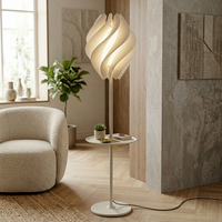 Lampe de sol sculpturale moderne avec table d'appoint, commande tactile, hauteur réglable, base E26, lumière LED blanc chaud, design minimaliste, grande taille