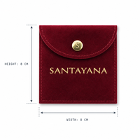 Pochette à bijoux en velours personnalisée avec logo, fermeture à bouton-pression, pochette à rabat pour collier, bague, boucles d'oreilles, emballage