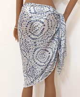 Factory Plus Size Mesh Printed Beach Pareo Sarong Falda Traje de baño Cubrir
