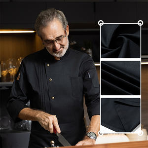 最高の耐熱性、防汚性、CE認証取得済み、カスタムロゴ入り、綿とスパンデックス混紡のメンズレストラン・バー用シェフユニフォーム - Product Image 2