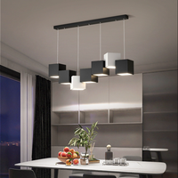 Lámpara Colgante LED Moderna de Aluminio con Forma de Cubo, Lámpara Lineal Negra y Blanca con 2 Años de Garantía para Sala de Estar