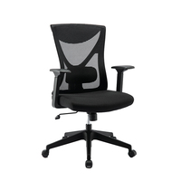 Chaise de bureau pivotante de direction en maille noire à dossier moyen, design moderne et luxueux, pour salle de réunion