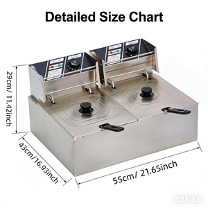 Freidora Eléctrica de Doble Tanque de 6L+6L para Cocina Comercial y Doméstica - Product Image 2