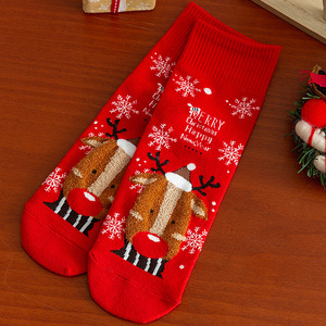 <span class=keywords><strong>Chaussettes</strong></span> de Noël tricotées mi-mollet pour femmes Design de dessin animé mignon automne hiver cadeau vente directe Zhuji usine Couple <span class=keywords><strong>chaussettes</strong></span> de noël - Product Image 6