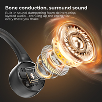 Headphone Konduksi Tulang Nirkabel OEM Pabrik untuk Olahraga Renang 6.0, Headset Open Ear Tanpa Latensi, ENC, Tahan Air IP54