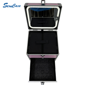 Boîte à maquillage en aluminium avec tiroir Mallette de voyage <span class=keywords><strong>rose</strong></span> Organisateur cosmétique <span class=keywords><strong>et</strong></span> <span class=keywords><strong>valise</strong></span> cosmétique - Product Image 5