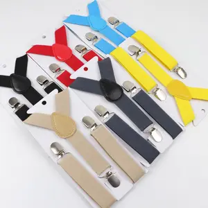 Soild Color Children Belt Baby Boys Girls Suspenders Clip-on Y-Back Braces Elastic Kids Adjustable