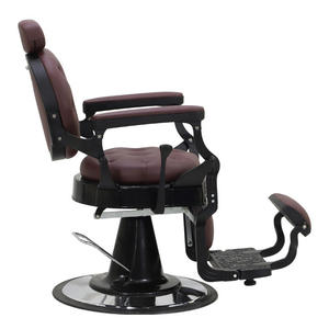 Fauteuil de salon/école pliable en aluminium noir de haute qualité avec dossier en cuir PU marron, pompe hydraulique robuste et couleur personnalisable - Product Image 5