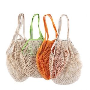 Sac de courses en filet de coton en gros avec longue poignée, réutilisable pour fruits et légumes, fermeture à bandoulière, motif lettres - Product Image 3